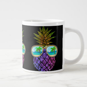 Tropische rosa lila Ananas Jumbo-Tasse