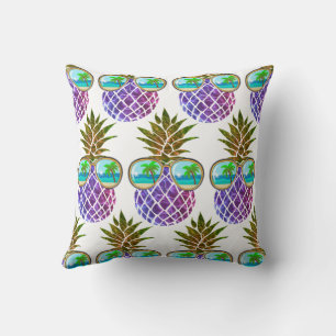 Tropische rosa lila Ananas Kissen