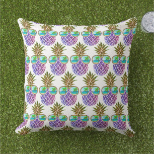 Tropische rosa lila Ananas Kissen