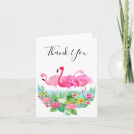 Tropische rosa mit Blumenflamingos danken Ihnen Dankeskarte