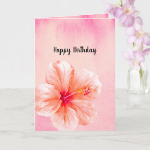 Tropische rosa Pfirsich-Hibiskus-Blumen-Geburtstag Karte