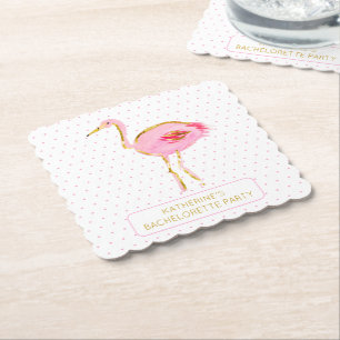 Tropische rosa und goldene Flamingos Untersetzer