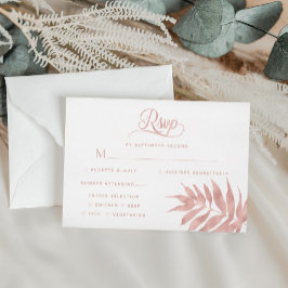 Tropische Rose Gold Leaf Modernes White Wedding RS RSVP Karte