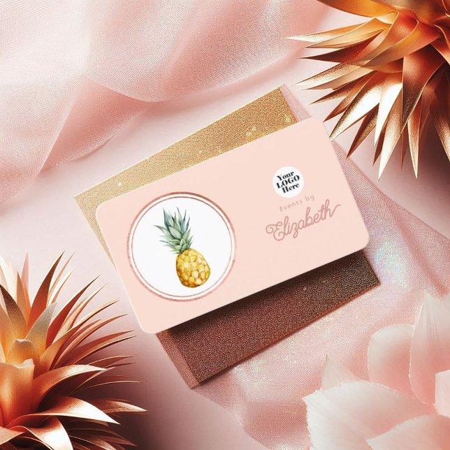 Tropische Rose Gold und Blush Pink Event Planner Visitenkarte (Tropical Rose Gold and Blush Pink Event Planner Business Card)