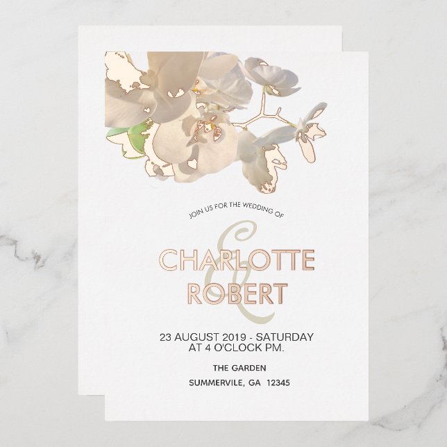 Tropische Rose Weißer Orchideen Folieneinladung (Vorderseite/Rückseite)