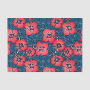 Tropische rote Blume auf der Marine Seidenpapier