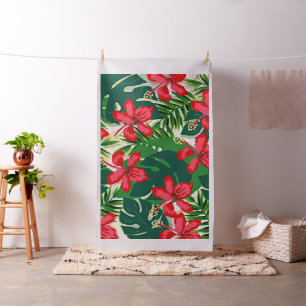 Tropische Ruby Red Hibiskus Blume Stoff