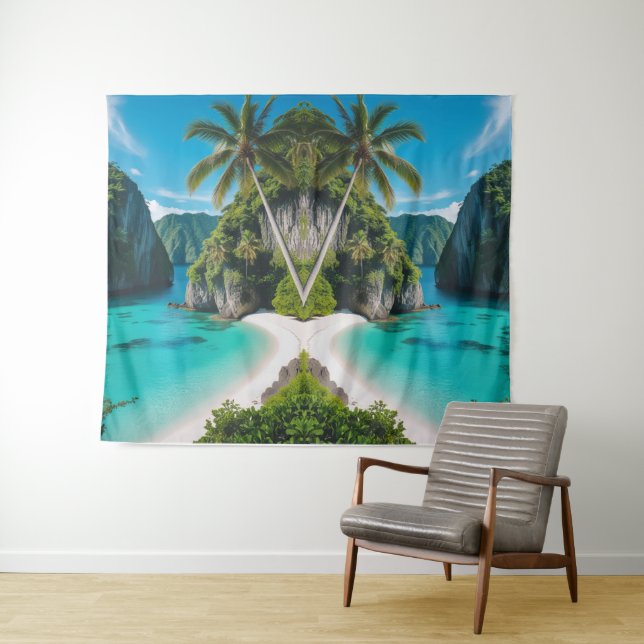 "Tropische Ruhe: Flucht in eine versteckte Bucht" Wandteppich (Beispiel (Horizontal))