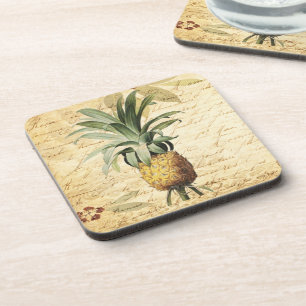 Tropische Rustikale Ananas Kunst Getränkeuntersetzer
