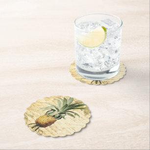 Tropische Rustikale Ananas Kunst Untersetzer