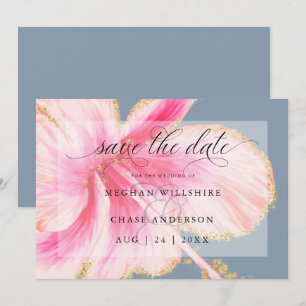 Tropische rustikale Wasserfarbe Rosa Blume Rett Th Save The Date