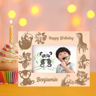 Tropische Safari Jungle Animals Kindergeburtstag G Geätzte Rahmen