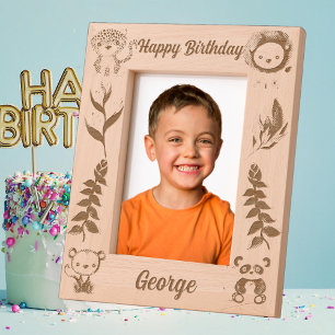 Tropische Safari Jungle Animals Kindergeburtstag G Geätzte Rahmen