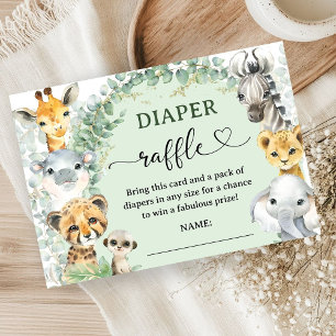Tropische Safari-Tiere Baby Shower Windel-Raffle Begleitkarte