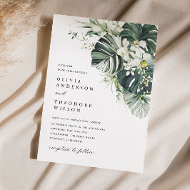 Tropische Salbei-Grüne Monstera-Hochzeit Einladung