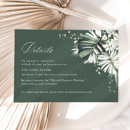 Tropische Salbeigrüne Monstera-Hochzeitshotel-Deta Begleitkarte