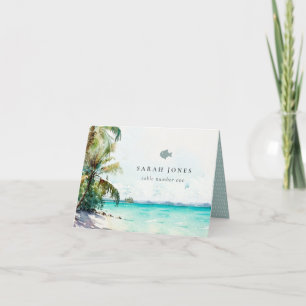 Tropische Sand Palmen Hochzeiten Platzkarte Fisch Dankeskarte