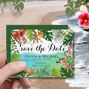 Tropische Save-the-Date-Karte Wasserfarbe Hibiskus Save The Date