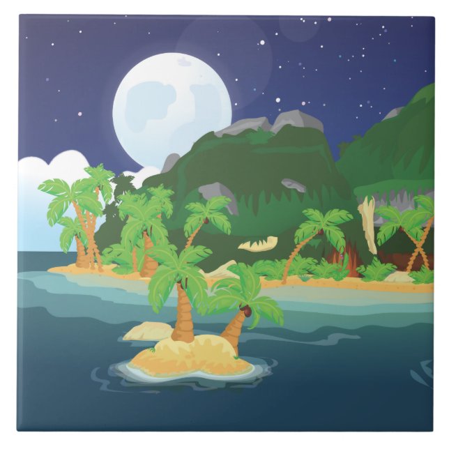 Tropische Schatzinsel Fliese (Vorderseite)