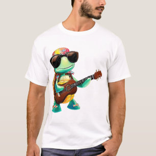 Tropische Schildkröte mit Gitarre T-Shirt