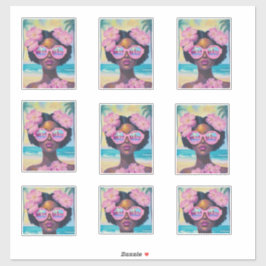 Tropische Schönheit in Rosa Aufkleber