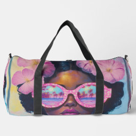 Tropische Schönheit in Rosa Duffle Bag