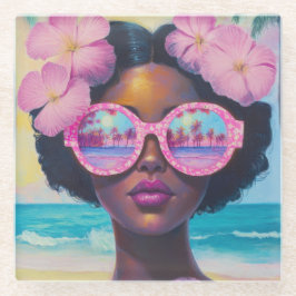 Tropische Schönheit in Rosa Glasuntersetzer