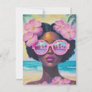 Tropische Schönheit in Rosa Postkarte