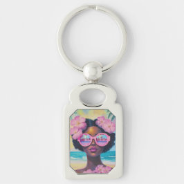 Tropische Schönheit in Rosa Schlüsselanhänger