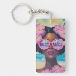 Tropische Schönheit in Rosa Schlüsselanhänger