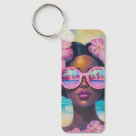 Tropische Schönheit in Rosa Schlüsselanhänger