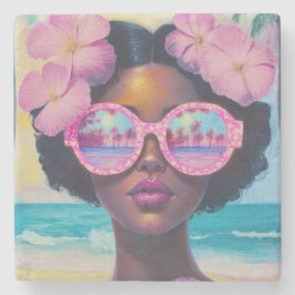 Tropische Schönheit in Rosa Steinuntersetzer