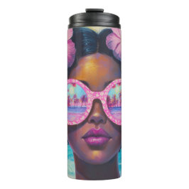 Tropische Schönheit in Rosa Thermosbecher