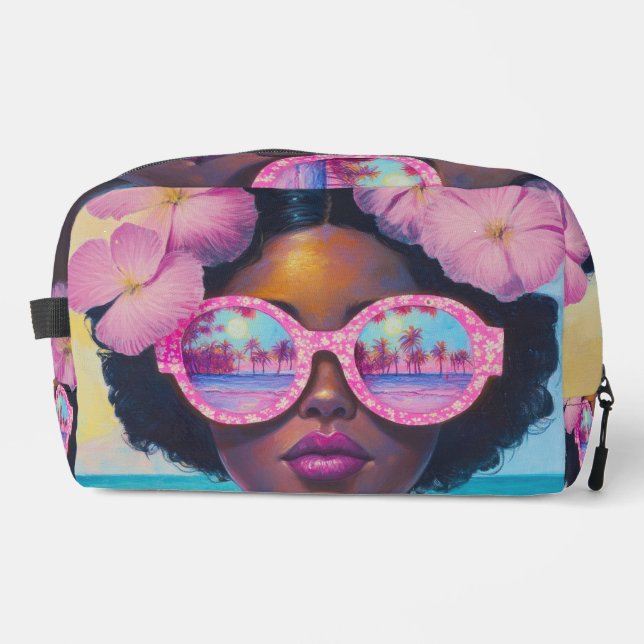 Tropische Schönheit in Rosa Waschbeutel (Vorderseite)