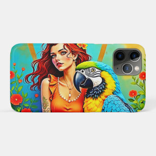 Tropische Schönheit und blauer Papagei Case-Mate iPhone Hülle