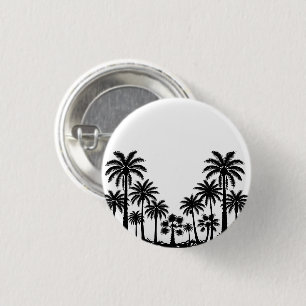 Tropische schwarze Palmen Silhouette Runde Pin-Nad Button