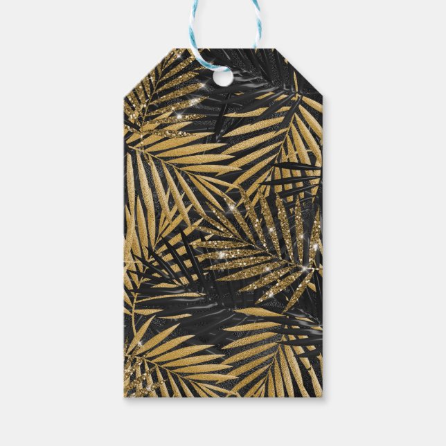 TROPISCHE SCHWARZE UND GOLD-BLÄTTER GESCHENKANHÄNGER (Vorderseite)