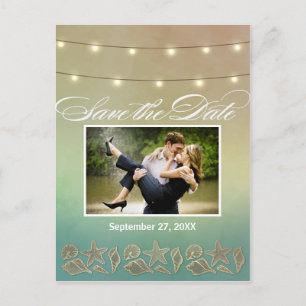 Tropische Seashell-Starfish Save the Date Postkart Ankündigungspostkarte