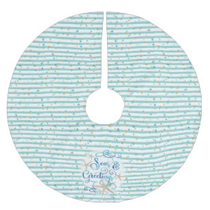 Tropische SEAsons Grüße, Aqua Stripe & Dots Polyester Weihnachtsbaumdecke