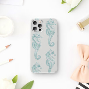 Tropische Seepferde, Seepferd Muster - Blau grau Case-Mate iPhone Hülle