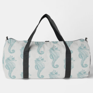 Tropische Seepferde, Seepferd Muster - Blau grau Duffle Bag