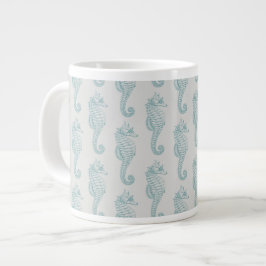 Tropische Seepferde, Seepferd Muster - Blau grau Jumbo-Tasse