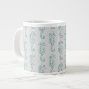 Tropische Seepferde, Seepferd Muster - Blau grau Jumbo-Tasse