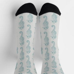 Tropische Seepferde, Seepferd Muster - Blau grau Socken