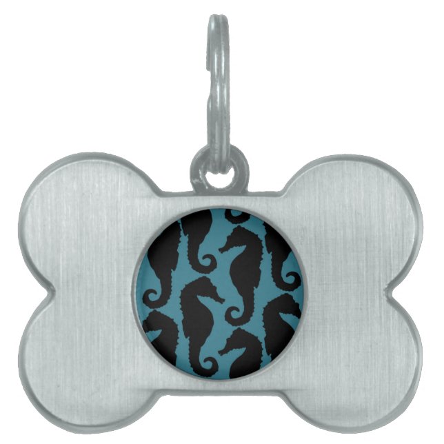 Tropische Seepferde, Seepferd Muster - Blau Schwar Tiermarke (Vorderseite)