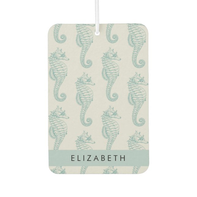 Tropische Seepferde, Seepferd Muster, Ihr Name Autolufterfrischer (Vorderseite)