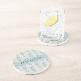 Tropische Seepferde, Seepferd Muster, Ihr Name Getränkeuntersetzer