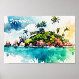 Tropische Seychellen-Inseln Malerei Poster