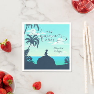 Tropische Silhouette Quinceanera Serviette