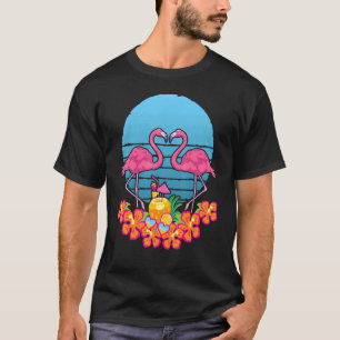 Tropische Sommer Exotic Bird Animal Retro Blume F T-Shirt